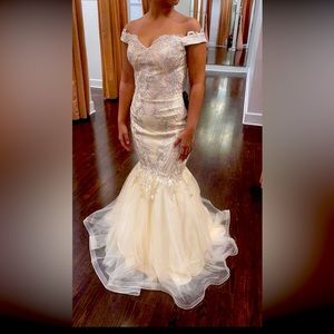 New gorgeous with tags gown ivory and silver